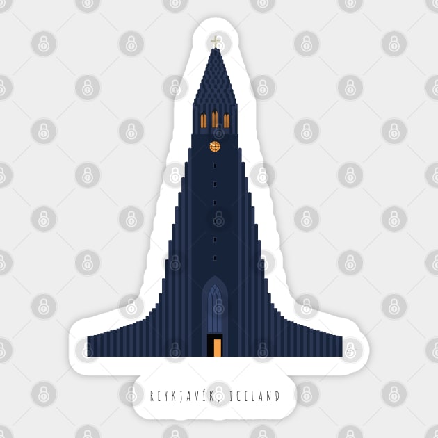 Reykjavík, Iceland, Hallgrímskirkja Church Sticker by lymancreativeco